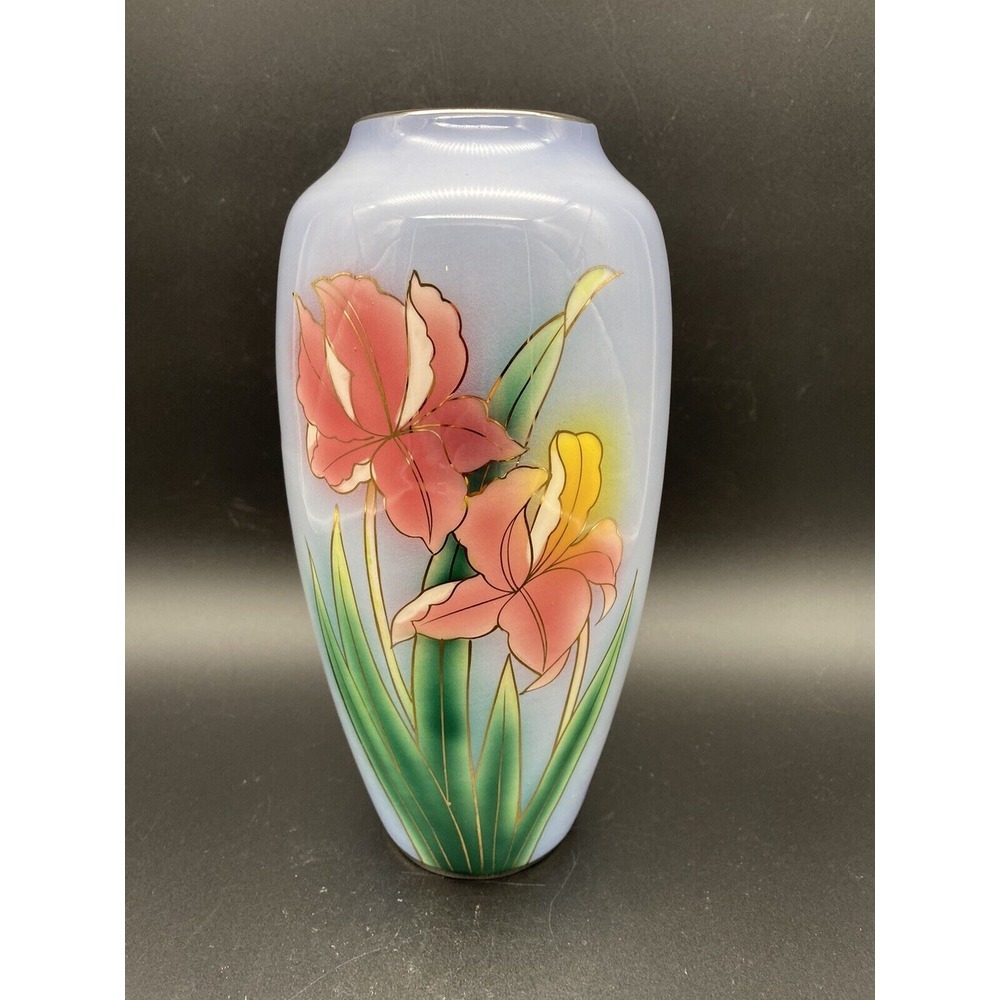 Sigma Taste Setter Large Ceramic Blue Floral‎ Vase Approx 10 inches tall
